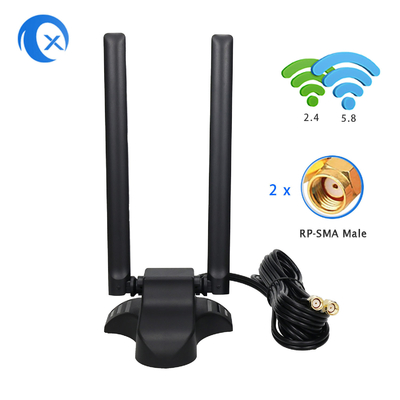 Διπλή ζώνη 2.4GHz 5GHz RP-SMA WIFI κεραίες με καλώδιο επέκτασης 6,5 ποδιών για PC Desktop Computer Wireless Bluetooth